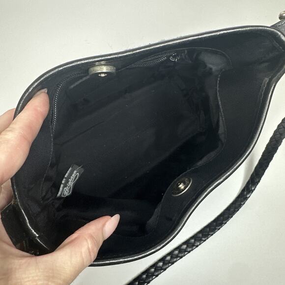 Brighton Leopard Print Leather Hobo Shoulder Bag Silver Hardware Braided Y2K - Picture 8 of 16